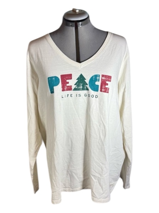 Life Is Good Tops - Life Is Good Oatmeal Tee Women’s Size XXL Long Sleeve V Neck